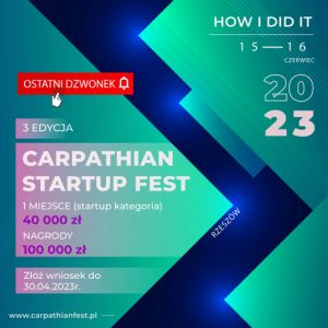 Read more about the article Ostatni dzwonek na zgłoszenie do Carpathian Startup Fest