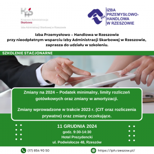 Read more about the article Zmiany na 2024 – Podatek minimalny, limity rozliczeń gotówkowych oraz zmiany w amortyzacji.